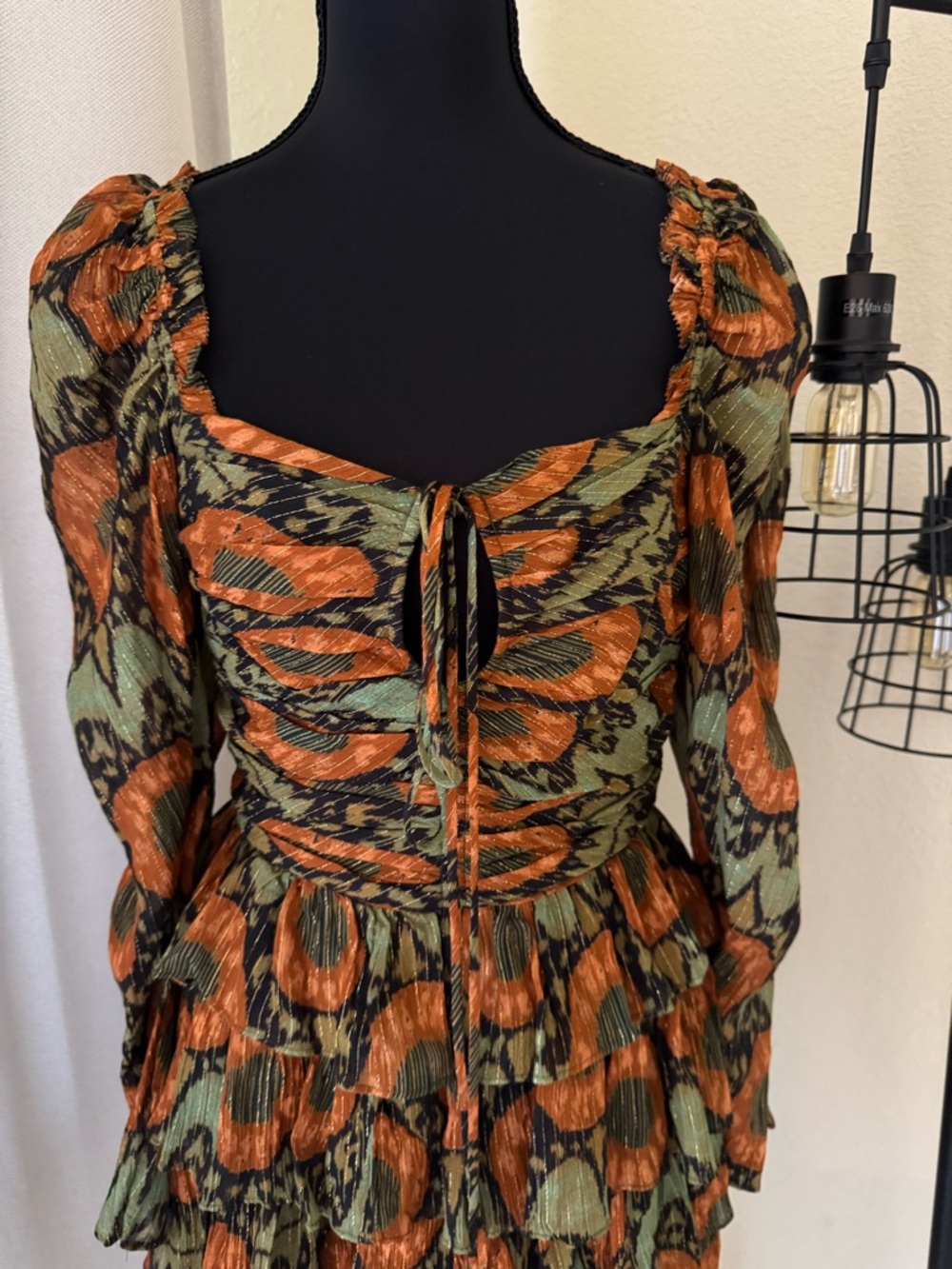 Ulla Johnson Naiya Dress Size 4 Metallic Floral Ruffle Mini NWT - Picture 3 of 13
